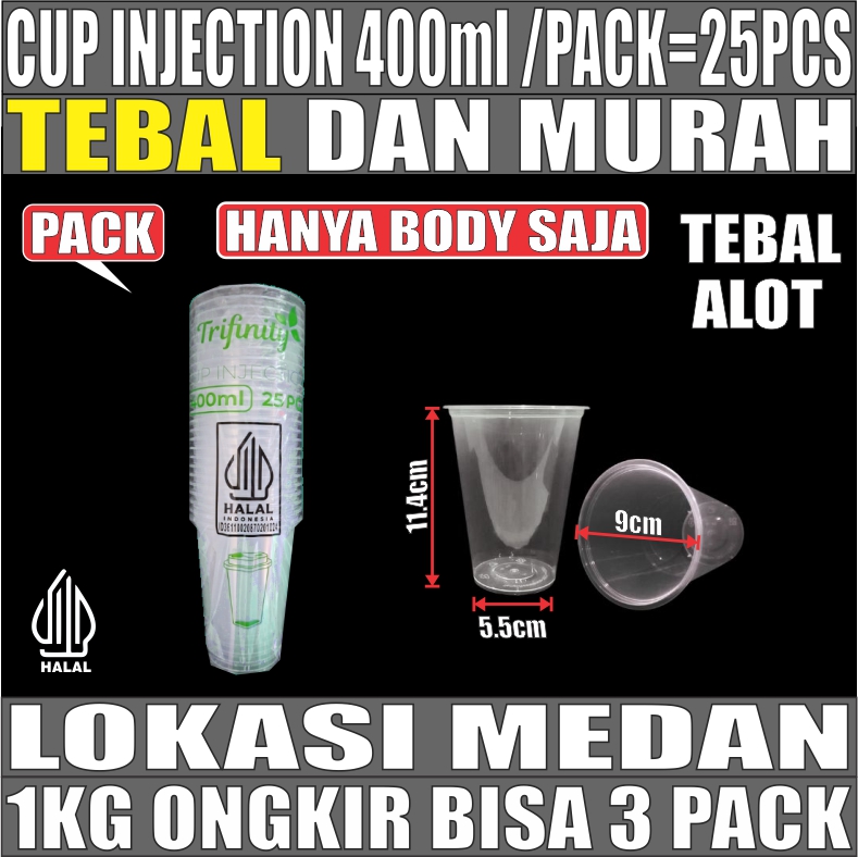 Cup Injection 400ml 14oz Pack 25pcs