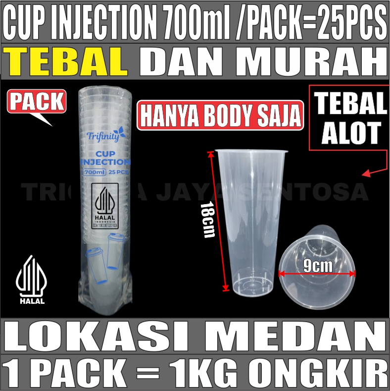 Cup Injection 700ml 24oz Pack 25Pcs