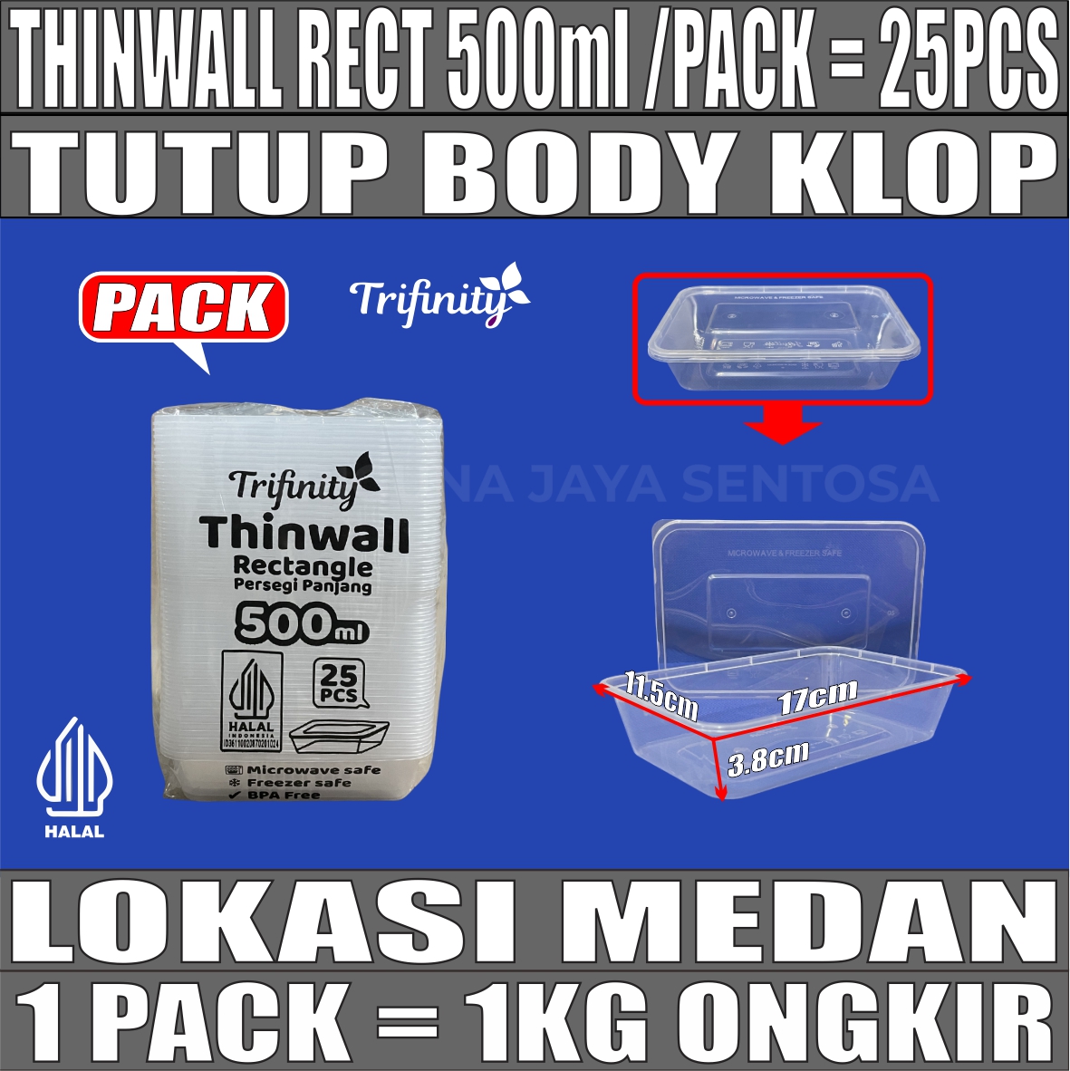 Thinwall Trifinity Rect 500ml Pack 25pcs