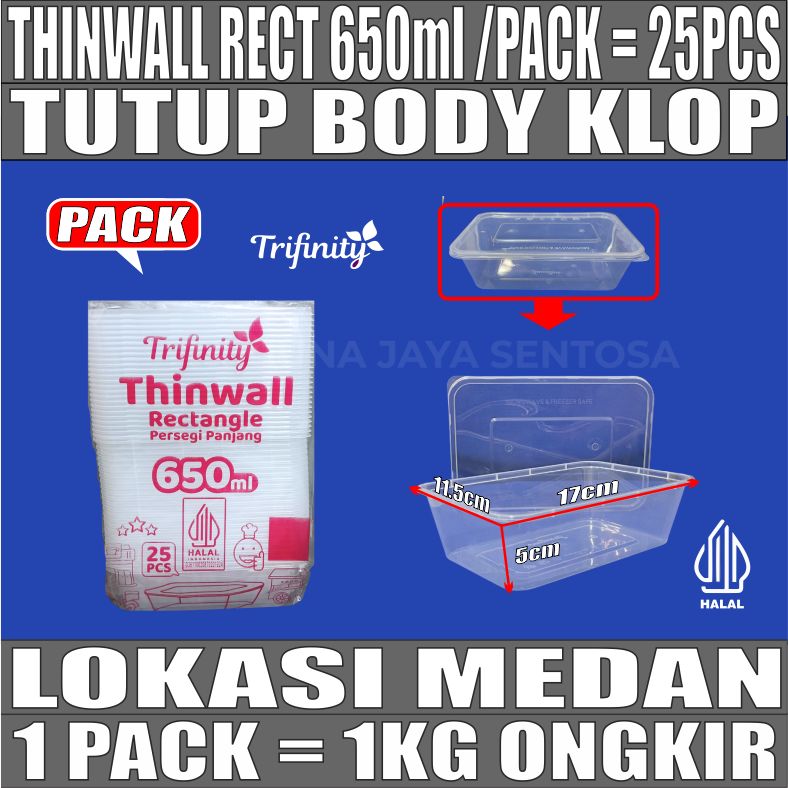 Thinwall Trifinity Rect 650ml Pack 25pcs