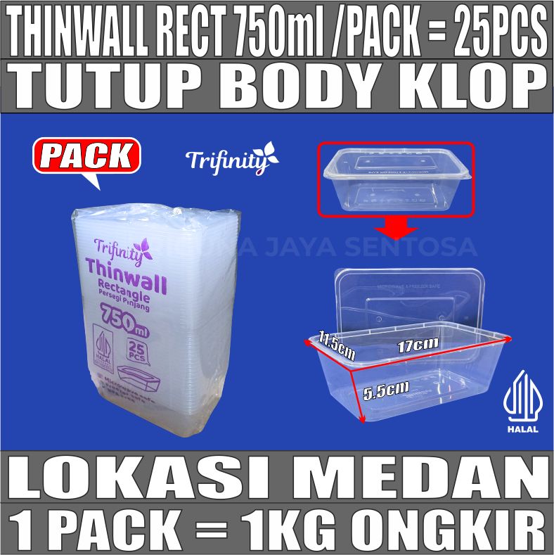 Thinwall Trifinity Rect 750ml Pack 25pcs
