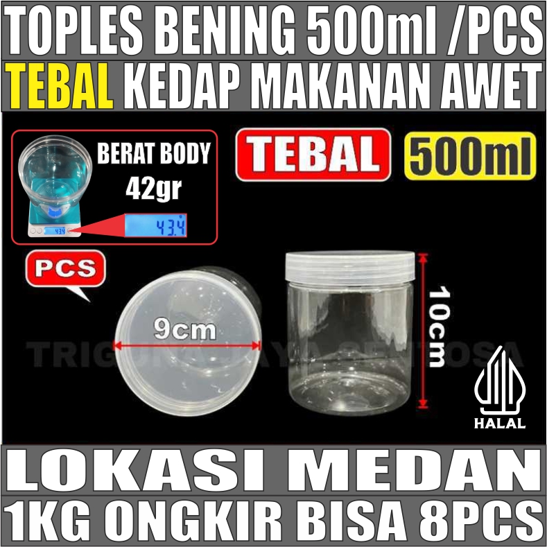Toples 500ml Per 1pcs Jar Silinder Bening Pet