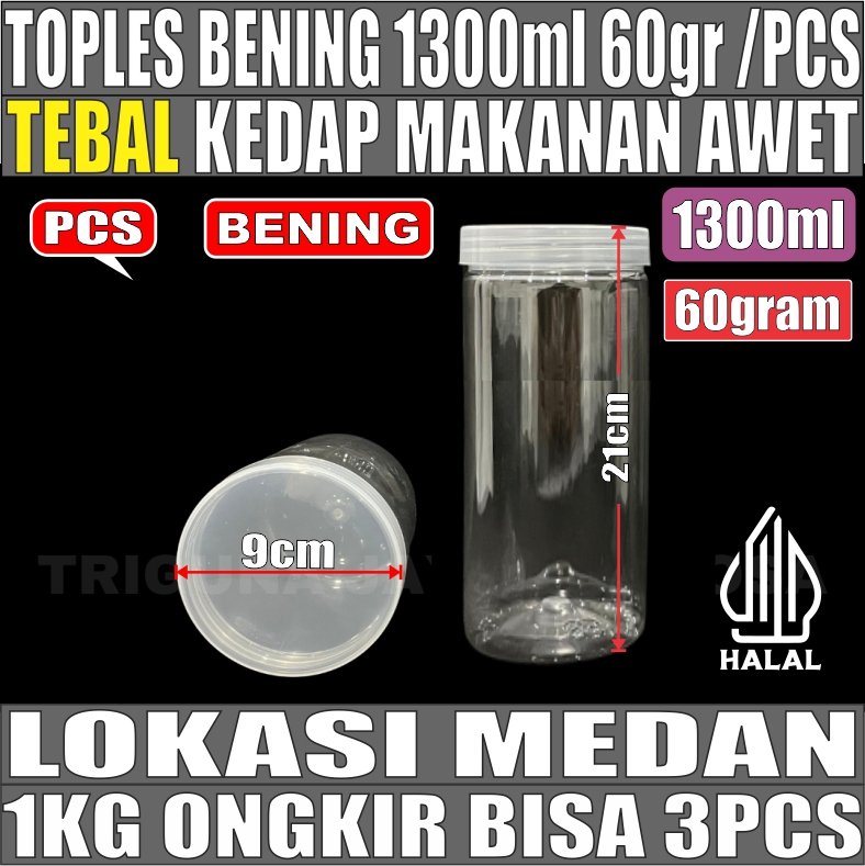 Toples 1300ml Per 1pcs Jar Silinder Bening Pet