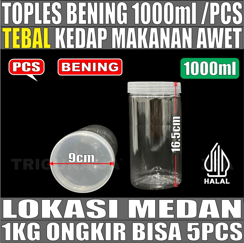 Toples 1000ml Per 1pcs Jar Silinder Bening Pettt