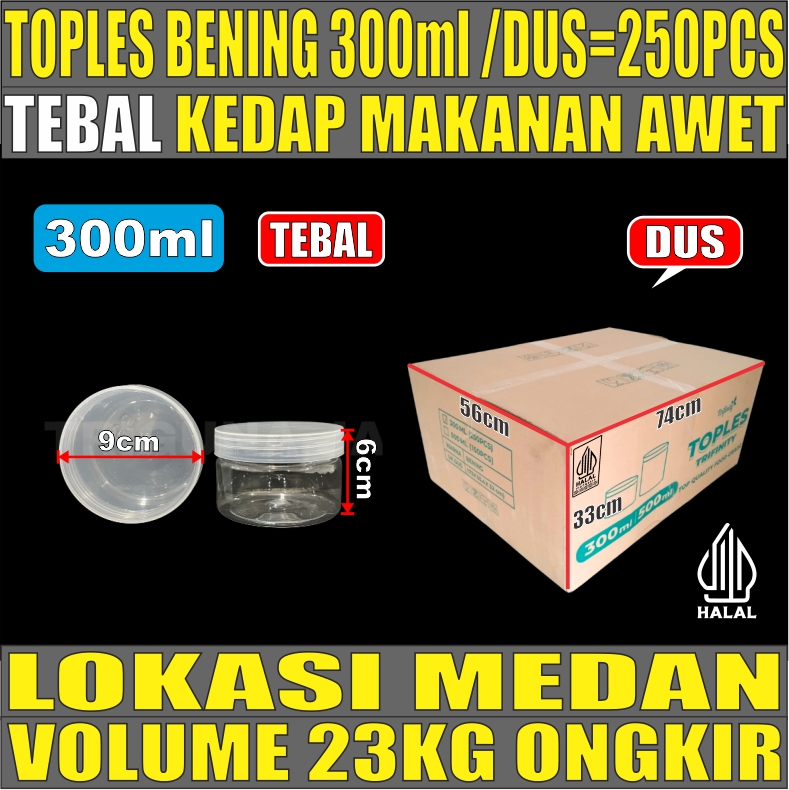 Toples 300ml DUS 250pcs 35GR Jar Silinder Bening Pet