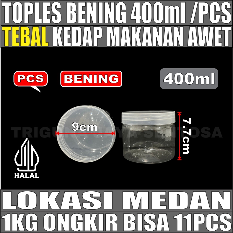 Toples 400ml Per 1pcs Jar Silinder Bening Pet