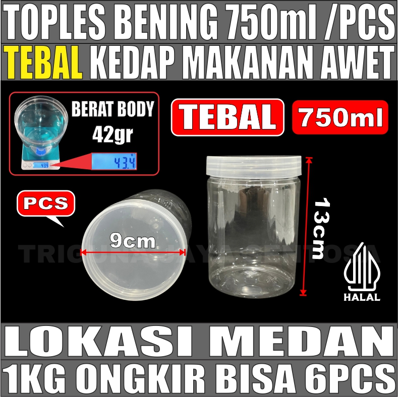 Toples 750ml Per 1pcs Jar Silinder Bening Pet